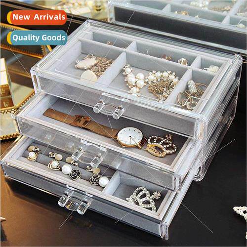Acrylic three drawer storage box earrings earrings jewelry m