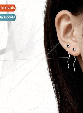 Minimalist long light bead earwires female bean wave earring