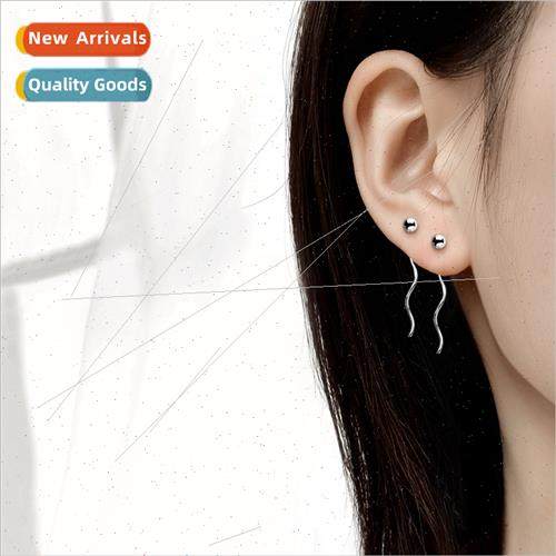 Minimalist long light bead earwires female bean wave earring