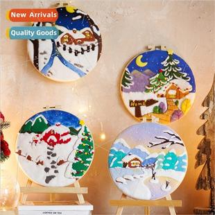 prodding poking Christmas ornaments ban Wool embroidery felt