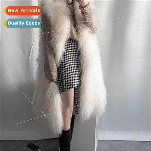 Work sheep beach hair long vest long vest fur vest fur coat