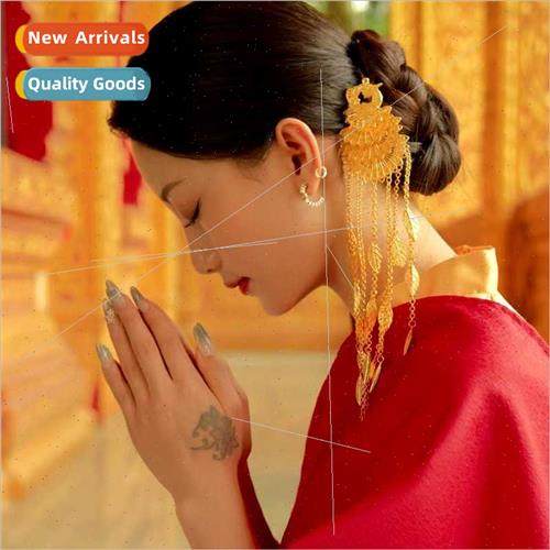 travel photo hair accessories gold peacock thin leaves tasse