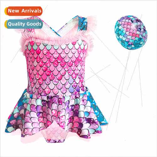 Girls swimsu one-piece 2023 new princess mermaid swimming wh