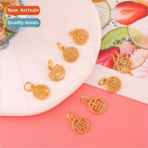 Ancient word card pendant Happy Happy as you  Vietnam gold-p
