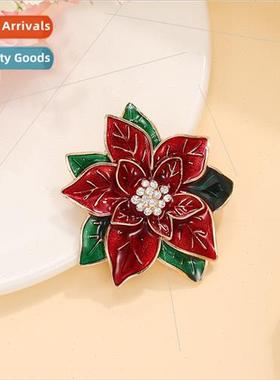 Women brooches painted rose red flowers to send a lover birt