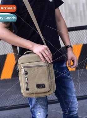 Men crossbody canvas multi-compartment handheld leisure trav