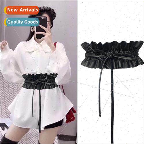 Women Wide Belt Elastic Elastic Waistband Dress Decoration B