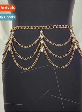 MW3306 Europe waist chain personalized pearl pendant connect