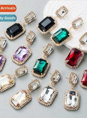 Europe fashion ultra-flash cut glass diamond geometric earri