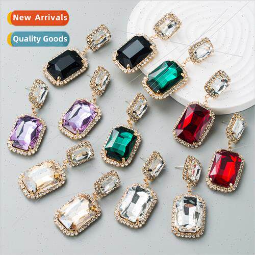 Europe fashion ultra-flash cut glass diamond geometric earri