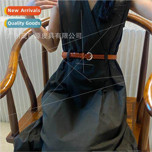 Italian double-sided leather handmade braided belt women bel