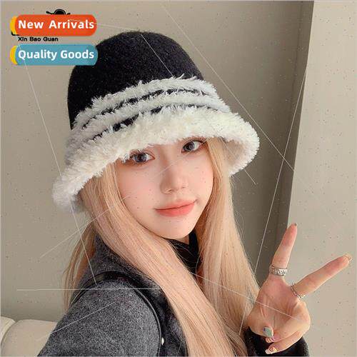 8294 fall winter new plush warm hat female knted burlap buck