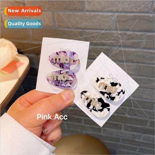 ins retro acetate leopard cute Yuanqi small side clips broke