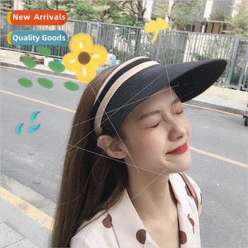 Hollow top straw hat female sunscreen sun hat topless hat fe
