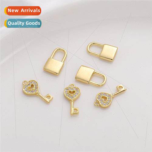 14K gold clad with zirconia love key lock pendant handmade d