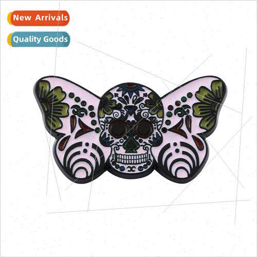 New Halloween Moth Skeleton Brooch Alloy Oil Drip Pin