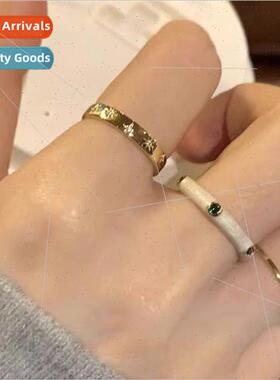 Drop Glaze 3 pcs Ring Set适用Women High Fashion Niche Index