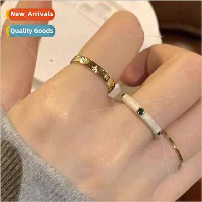 Drop Glaze 3 pcs Ring Set适用Women High Fashion Niche Index