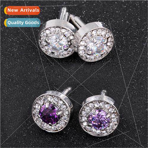 Europe Men Sleeve Crystal Glass Gemstone Cufflinks Shirt Cuf