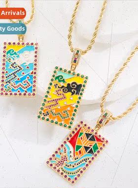 Creative design enameled oil drop geometric pendant copper g