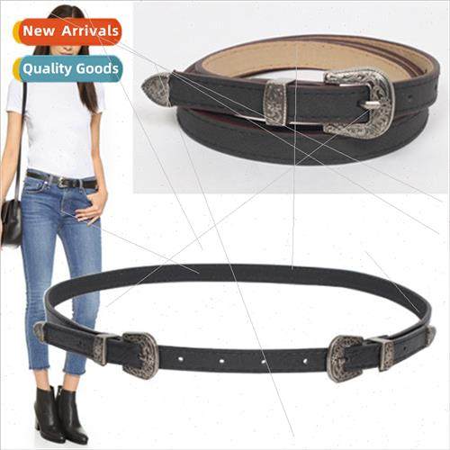 Europe retro silver buckle double head buckle carved waist b