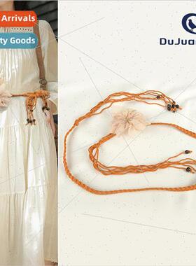 Women Wax Rope Flower Knting Belt Skirt Dress Decoration Eth