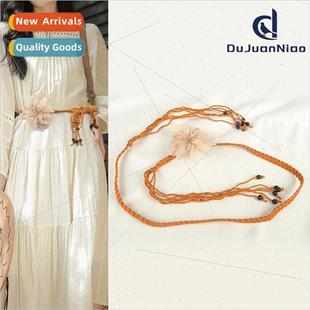 Flower Knting Decoration Wax Eth Dress Rope Skirt Women Belt