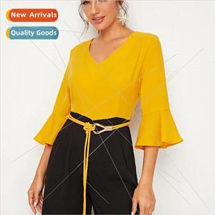 Loops Two Strands Fluorescent Knot Eight Rope Peplum Yellow