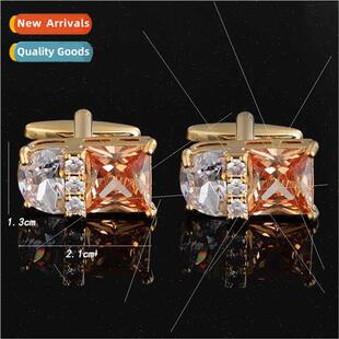 Cufflinks 适用men Swarovski crystals French trapezoidal gold