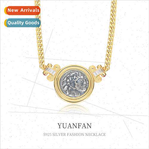 925 silver Ancient Coin Necklace Women che Europe Vintage Po