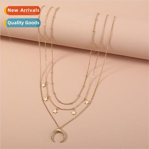 Europe classic star moon tassel necklace female fashion nd m