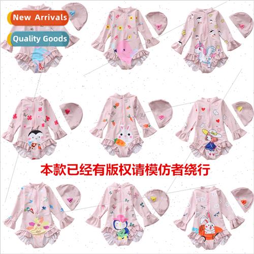 Children swimsu girls onePCS sunscreen long-sleeved cute bab