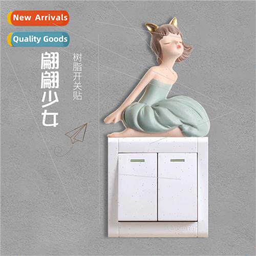 Resin home swch stickers ornaments fluttering girl 3D stereo