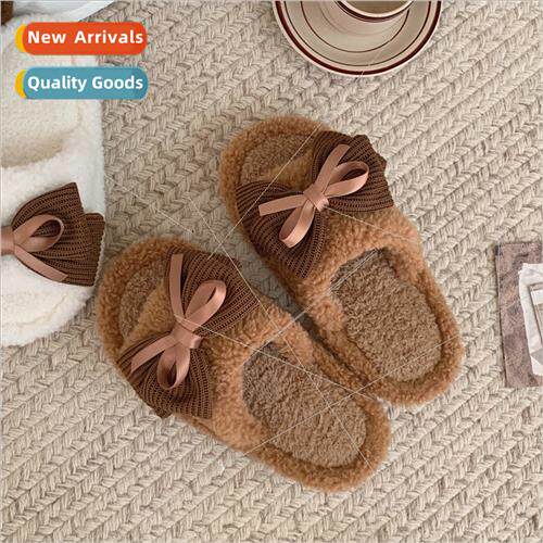 Autumn winter new fairy bow sweet ladies cotton slippers fas
