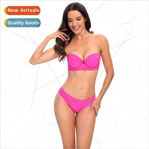 2024Europe Backless Bikini Solid Color Black Hard Shell Bag