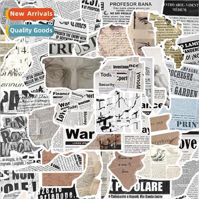 52 pcs of retro  debris text stickers luggage handbook lapto