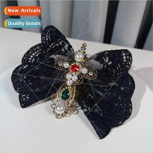 Europe Gothic Halloween cross court bow tie oversized black