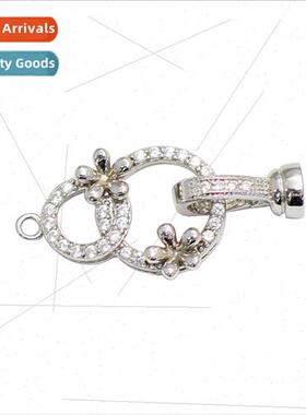 925 silver bracelet clasp micro-set zirconia double ring cha