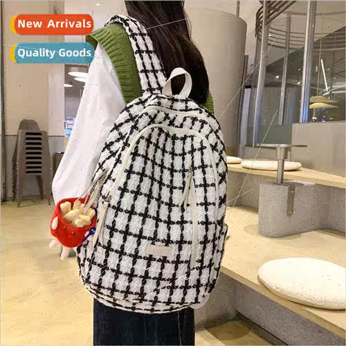 Senior sense thousand birds check schoolbag female Korean in