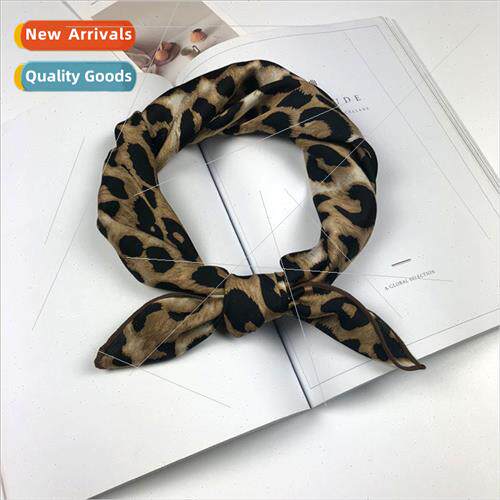 Leopard silk scarf female spring fall Korean new wild arts d