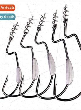 Soft worm hooks wh barbed hooks plus lead 5pcs/pack wide bel