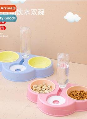 New Pet Dog Bowl Cat Triple Bowl Neck Guard Pet Feeder Autom