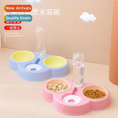 New Pet Dog Bowl Cat Triple Bowl Neck Guard Pet Feeder Autom