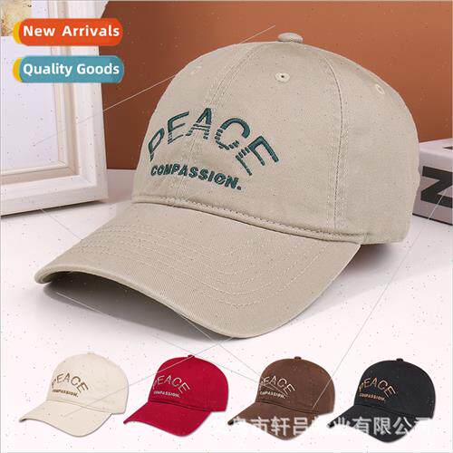American letter embroidery soft top baseball cap men Korean