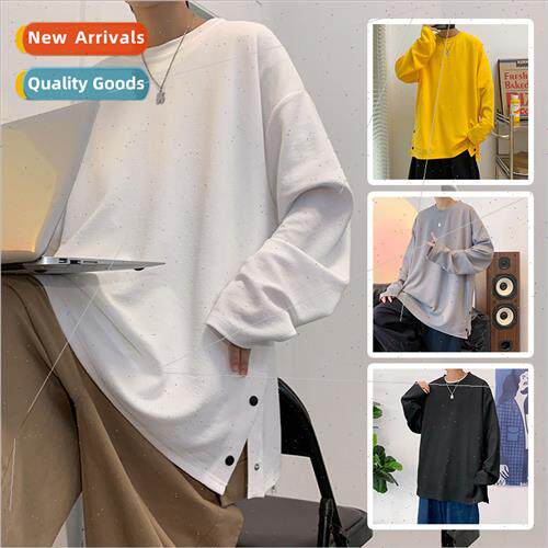 2023 spring summer new HK buttons open long-sleeved T-shirt