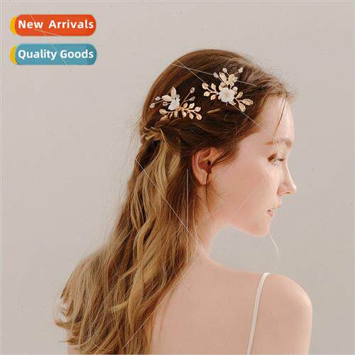 New ancient U-shaped pin hair plug gold leaf pearl ceramic f
