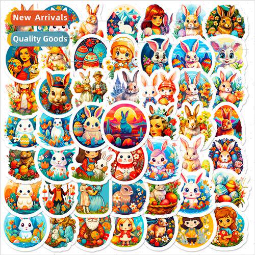 50 Easter Bunny Cartoon Kids Stickers Holiday Party Easter C