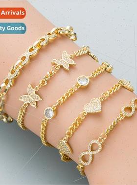 Ins Europe new nd butterfly accessories bracelet brass plate