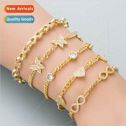 Ins Europe new nd butterfly accessories bracelet brass plate