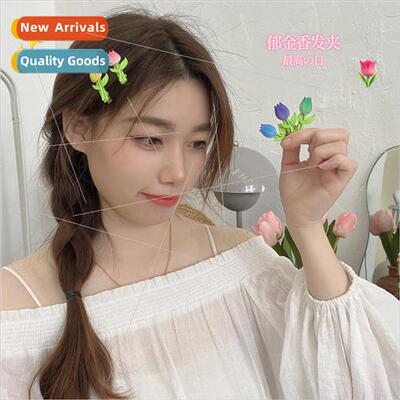 Flower hair clips sweet temperament bangs clip candy color c